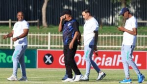 Magesi FC coach Owen Da Gama with his technical team