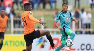 Relebohile Mofokeng in action for Orlando Pirates during a league match