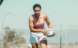 Rebecca Joy Adams during her rugby training session