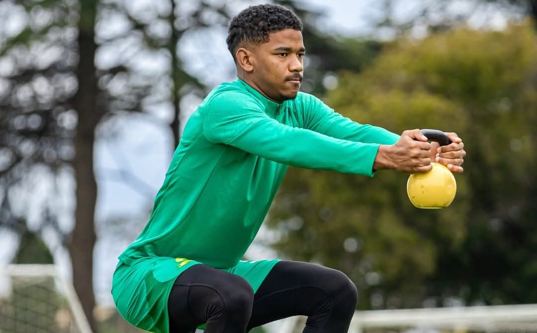 Jayden Adams of Mamelodi Sundowns at training