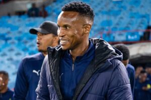 A smiling Themba Zwane of Mamelodi Sundowns