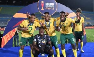 Amajita players celebrating their AFCON U-20 win