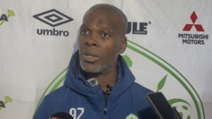 AmaZulu FC coach Arthur Zwane speaking with media