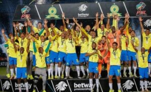 Betway Premiership champions Mamelodi Sundowns celebrating