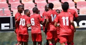 Chippa United players celebrating after scoring a goal