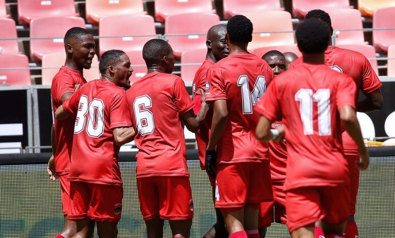 Chippa United players celebrating after scoring a goal
