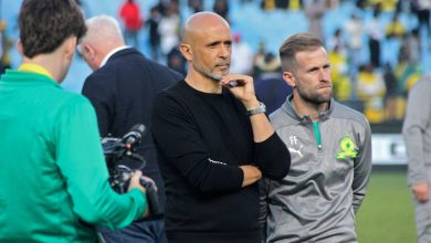 Defiant Mamelodi Sundowns coach Miguel Cardoso after a game