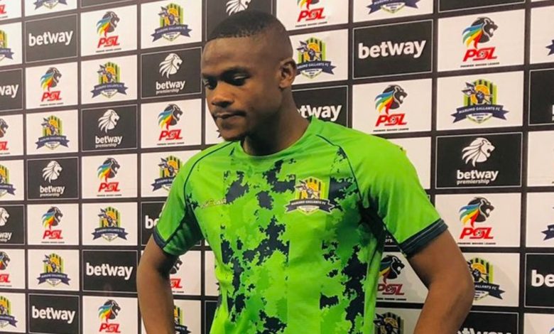 Marumo Gallants winger Daniel Msendami during a post-match interview