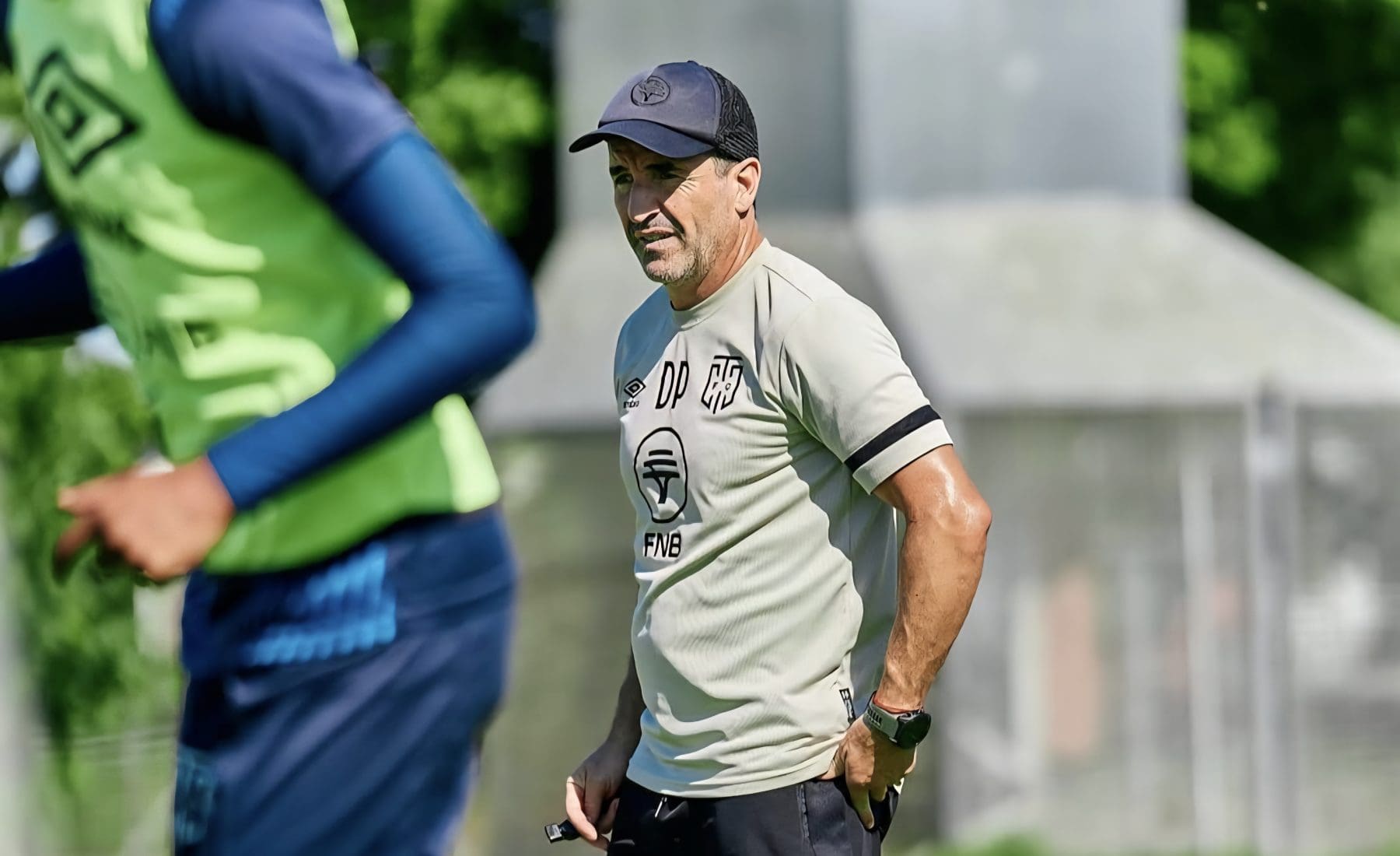 Cape Town City interim coach Diogo Peral conducting a training session 