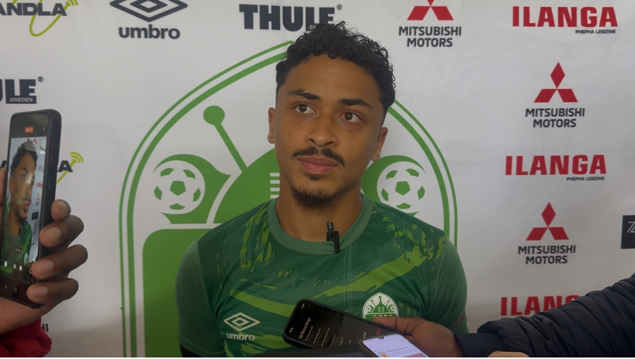 AmaZulu FC midfielder Ethan Brooks speaking with media 