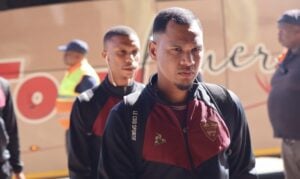 Stellenbosch FC left-back Fawaaz Basadien arriving at the Lucas Moripe Stadium