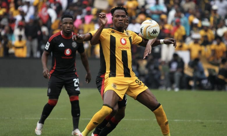 Kaizer Chiefs attacker shielding in the Soweto Derby against Orlando Pirates