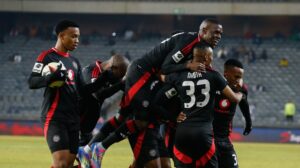 Innocent Maela celebrate with his teammates