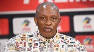 Orlando Pirates chairman Irvin Khoza addressing the media