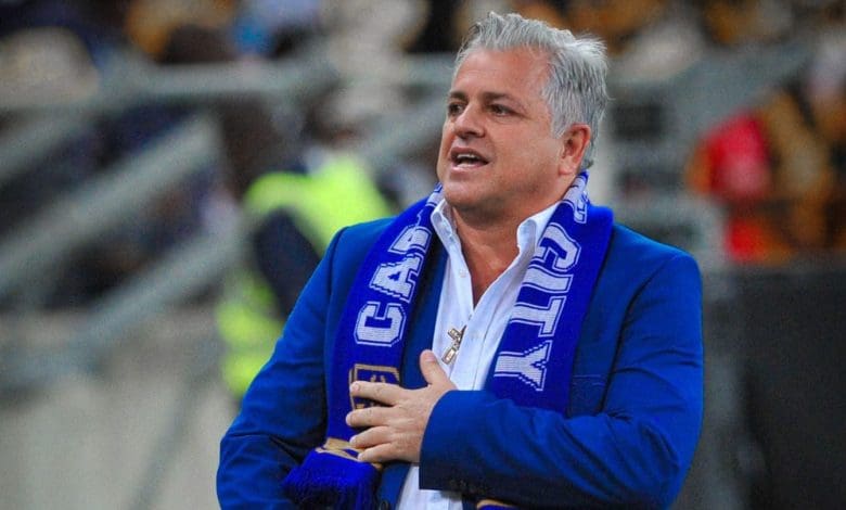Cape Town City chairman John Comitis wearing a scarf