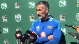 Orlando Pirates coach Jose Riveiro speaking with media in Durban