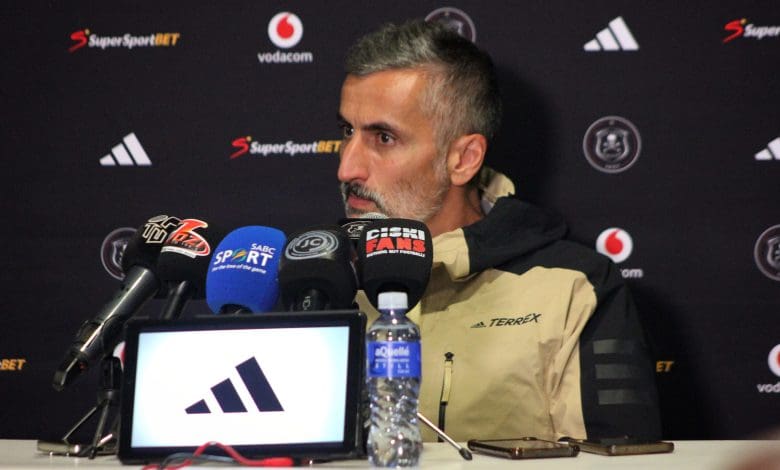 Orlando Pirates coach Jose Riveiro addressing the media