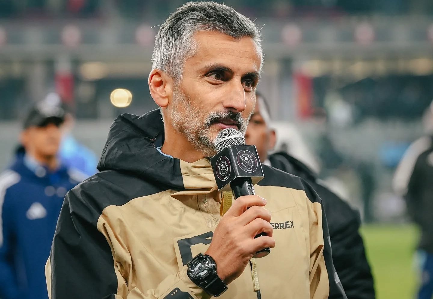 Jose Riveiro of Orlando Pirates speaking