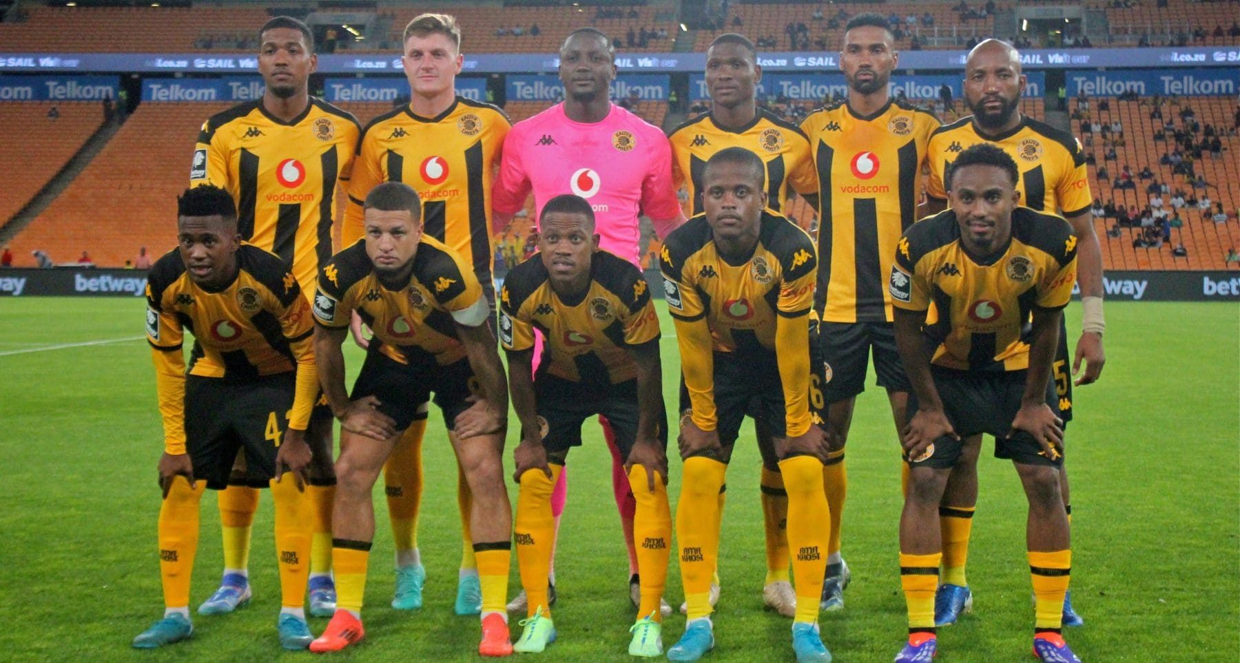 Kaizer Chiefs players led by captain Yusuf Maart