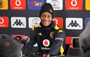 Kaizer Chiefs midfielder George Matlou at Naturena addressing the media