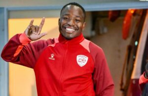 Keletso Makgalwa of Sekhukhune United in a good mood