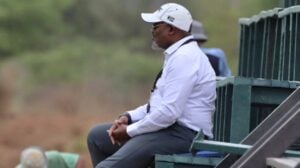 Khurishi Mphahlele looking as his teams trains at the Baroka Village.