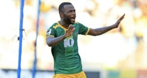 Golden Arrows attacker Knox Mutizwa celebrating a goal