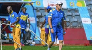 Luc Eymael during a training session with FC Saint Eloi Lupopo