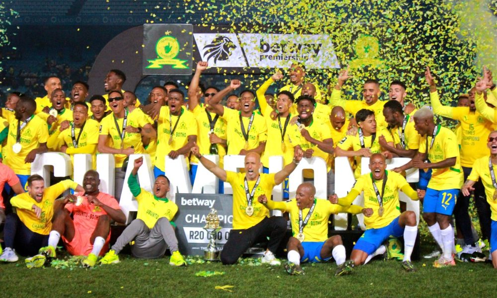 Mamelodi Sundowns celebrating their Betway Premiership title win