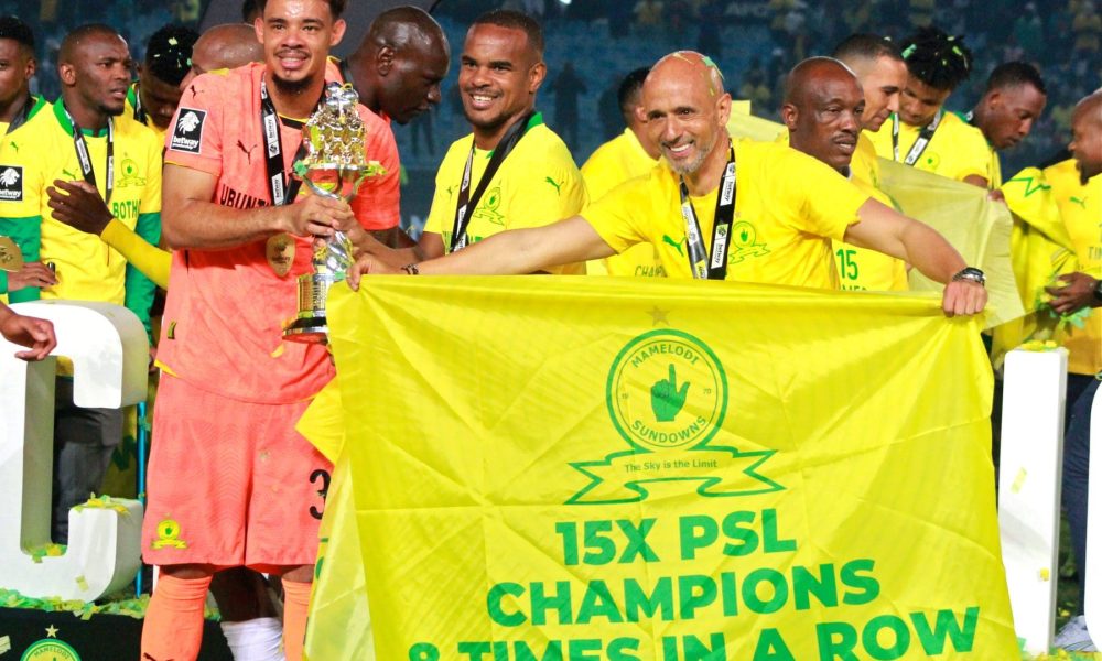Mamelodi Sundowns and coach celebrating