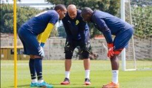 Mamelodi Sundowns' highly-rated goalkeepers during training.