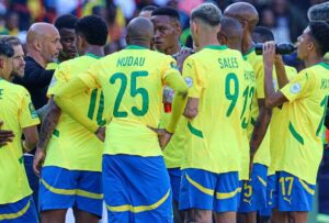 Mamelodi Sundowns players with their coach