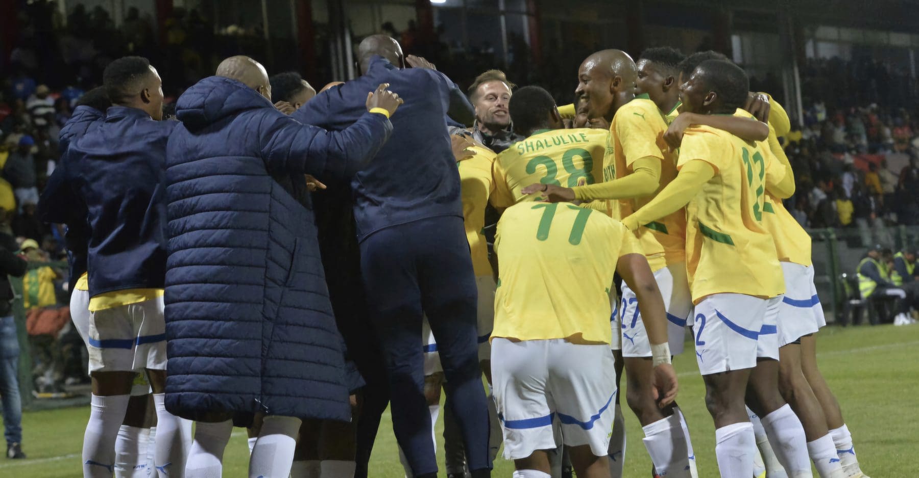 Mamelodi Sundowns celebrate their eighth successive league title after beating Chippa United 