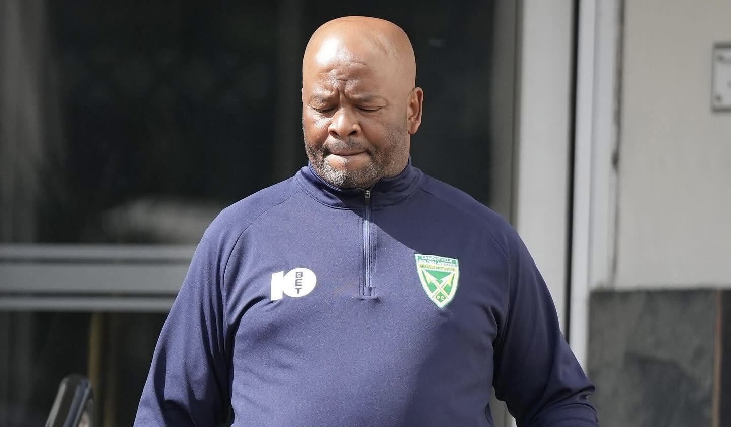 Golden Arrows coach Manqoba Mngqithi coming out of the hotel 