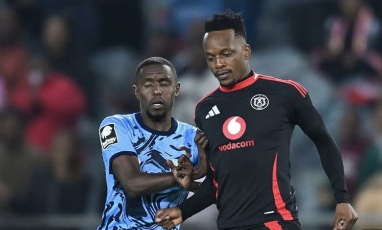 Orlando Pirates star Patrick Maswanganyi on the ball in the match against Magesi FC