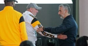 Kaizer Chiefs coach Nasreddine Nabi and Jose Riveiro of Orlando Pirates in the press conference