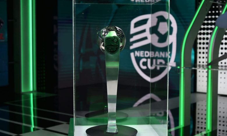 General View/ Nedbank Cup Trophy during the 2025 Nedbank Cup Quarter Final Draw at Supersport Studio in Johannesburg on 17 February 2025