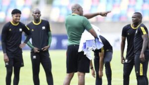 Molefi Ntseki with his Bafana Bafana CHAN squad at training
