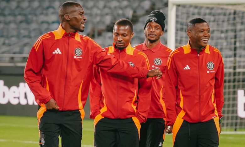 Bandile Shandu with his Orlando Pirates teammates during a training session