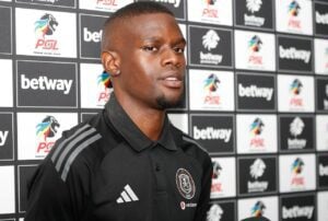 Orlando Pirates captain Innocent Maela speaking