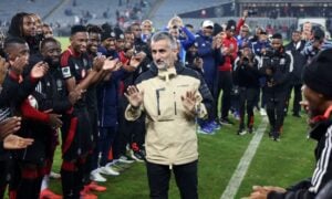 Guard of honour for Jose Riveiro, head coach of Orlando Pirates during the Betway Premiership 2024/25 match between Orlando Pirates and Golden Arrows FC at the Orlando Stadium, Soweto on the 13 May 2025