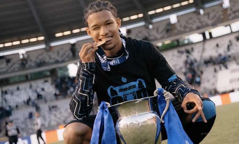 Shandre Campbell celebrates after winning the Belgian Cup.
