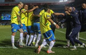 Mamelodi Sundowns players celebrate a goal
