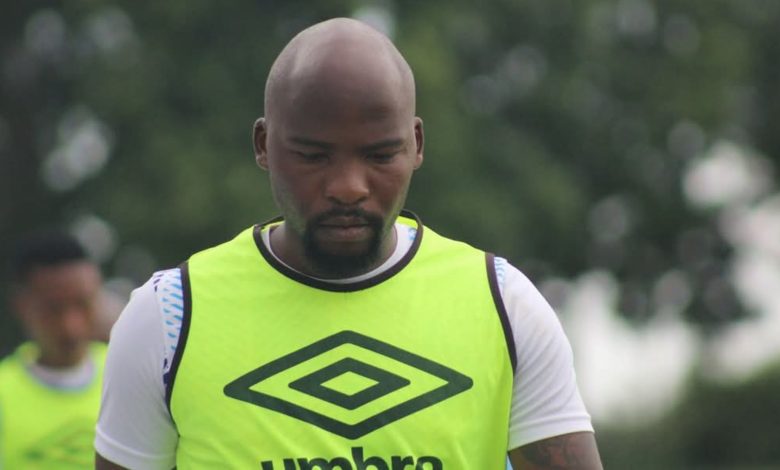 Tshepo Matsemela in Orbit College FC colours during a training session