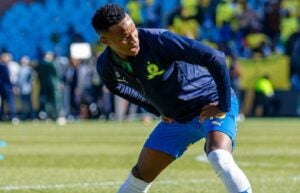 Themba Zwane of Mamelodi Sundowns during the warm up session