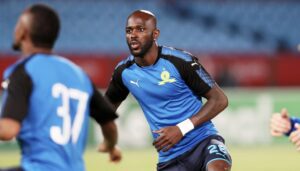 Former Mamelodi Sundowns attacker Anthony Laffor warming up ahead of the match