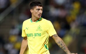Lucas Suarez of Mamelodi Sundowns during the Betway Premiership 2024/25 match between Supersport United and Mamelodi Sundowns at Lucas Moripe Stadium, Atteridgeville on the 05 February 2025