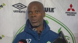 AmaZulu FC head coach Arthur Zwane speaking with media