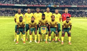 Bafana Bafana taking a team picture ahead of the match against Zimbabwe