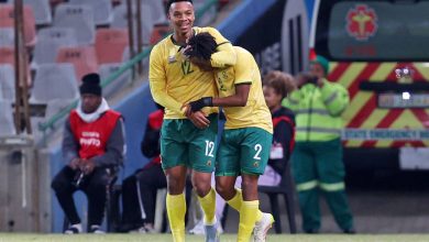Bafana Bafana players celebrating a goal in COSAFA Cup semis